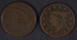 1816 VG/F & 1818 VG/F LARGE CENTS