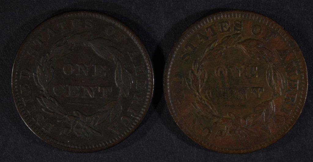 1835 & 1837 LARGE CENTS, VF/XF