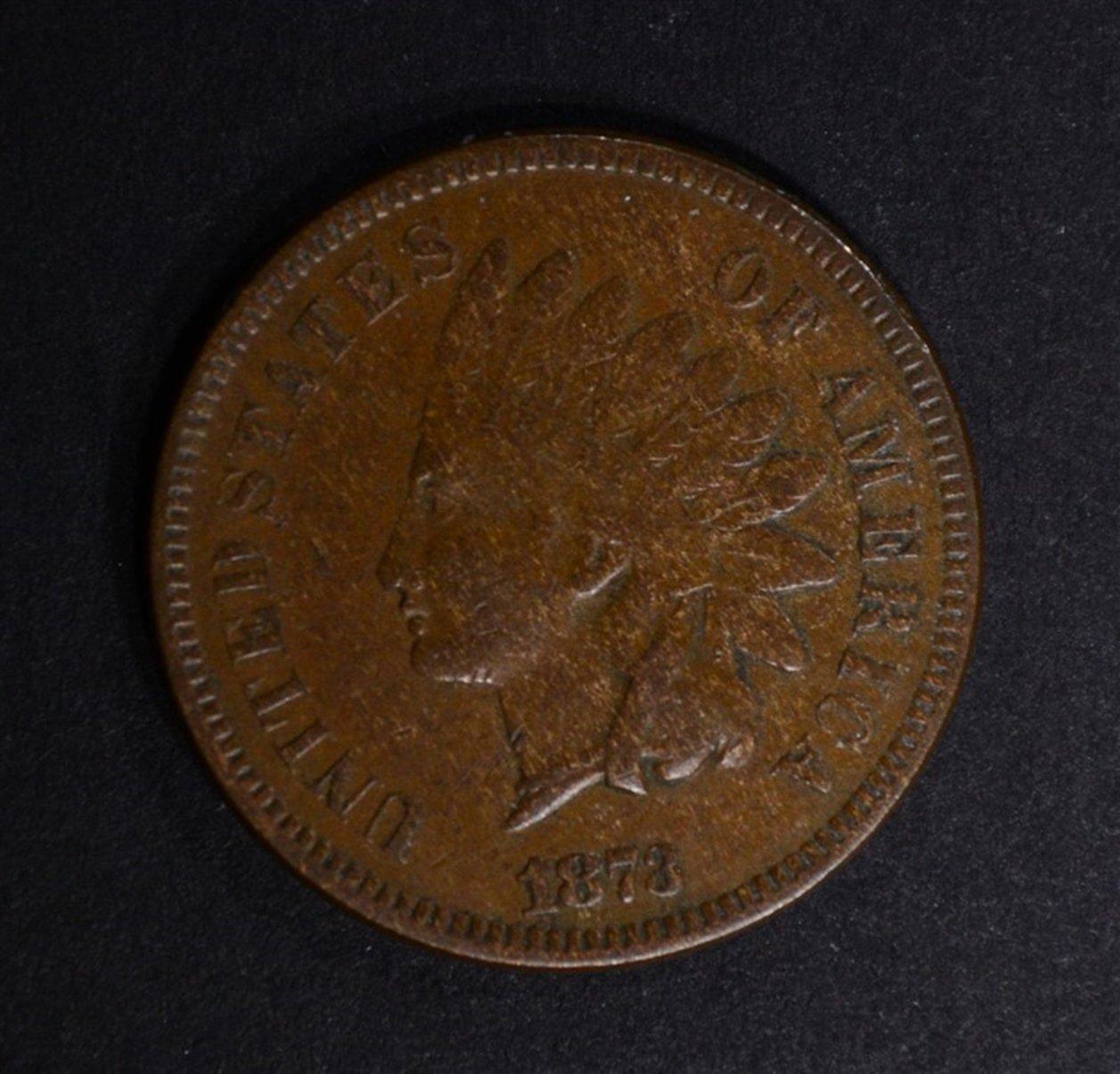 1873 “OPEN 3” INDIAN CENT, XF