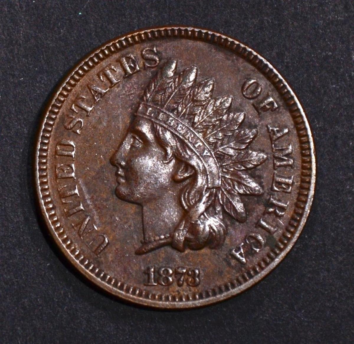 1873 INDIAN HEAD CENT, AU/BU