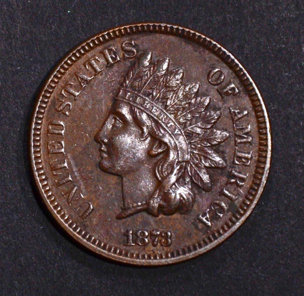 1873 INDIAN HEAD CENT, AU/BU