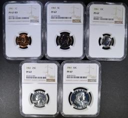 1961 COMPLETE PROOF SET ALL NGC PF67