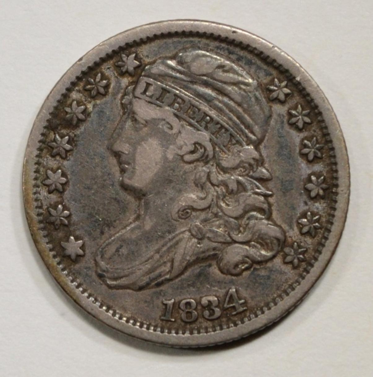 1834 CAPPED BUST DIME, AU