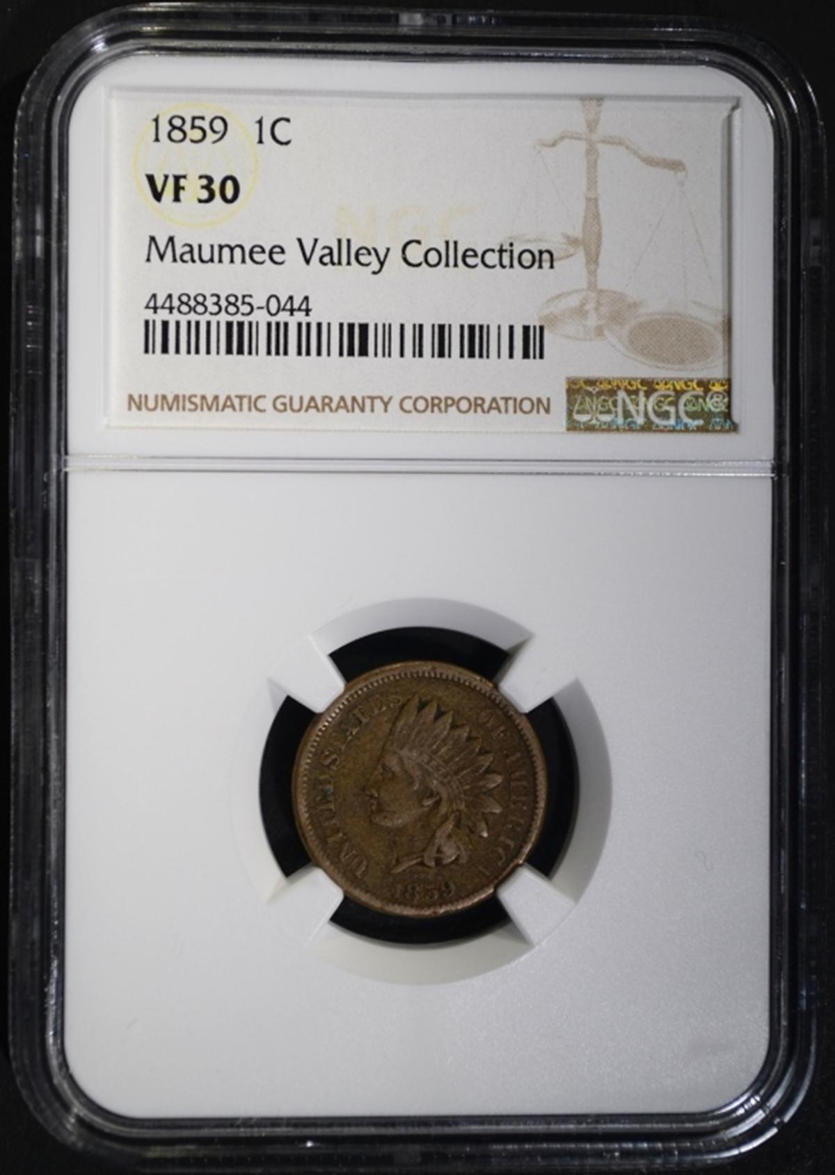 1859 INDIAN CENT, NGC VF-30