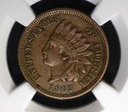 1863 INDIAN HEAD CENT, NGC XF-45