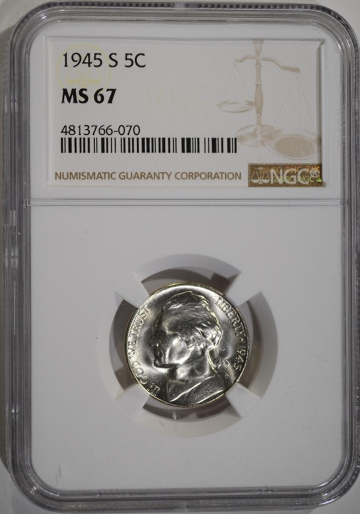 1945-S JEFFERSON NICKEL NGC MS-67