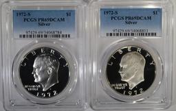 2 - 1972 S SILVER IKE DOLLARS PCGS PR69