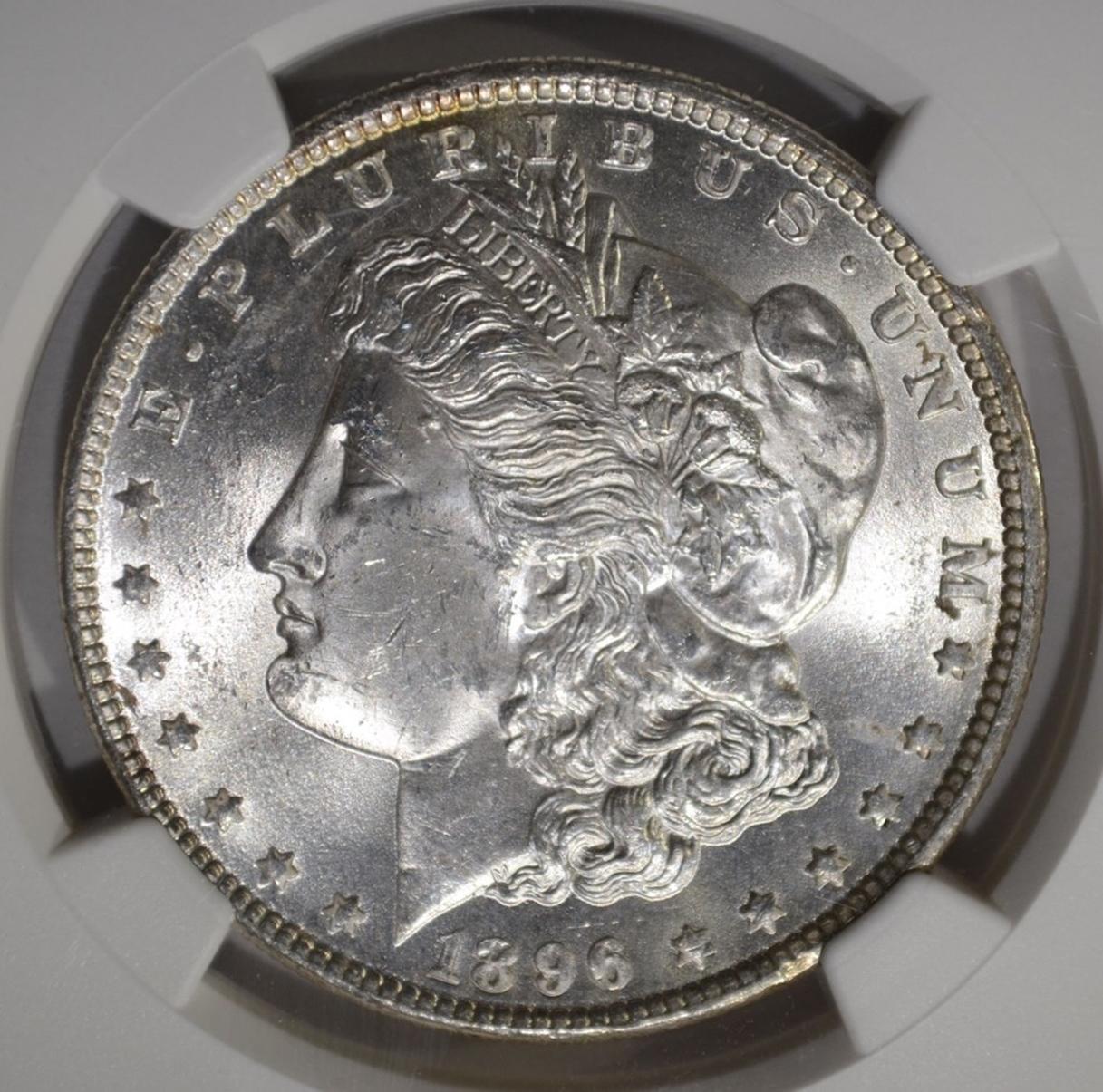 1896 MORGAN DOLLAR NGC MS63 COLOR