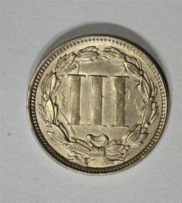 1865 3-CENT NICKEL, CH BU+