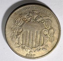 1867 SHIELD  NICKEL, AU