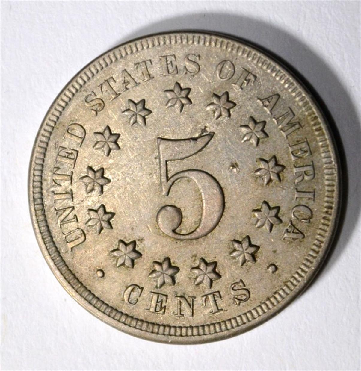 1867 SHIELD  NICKEL, AU