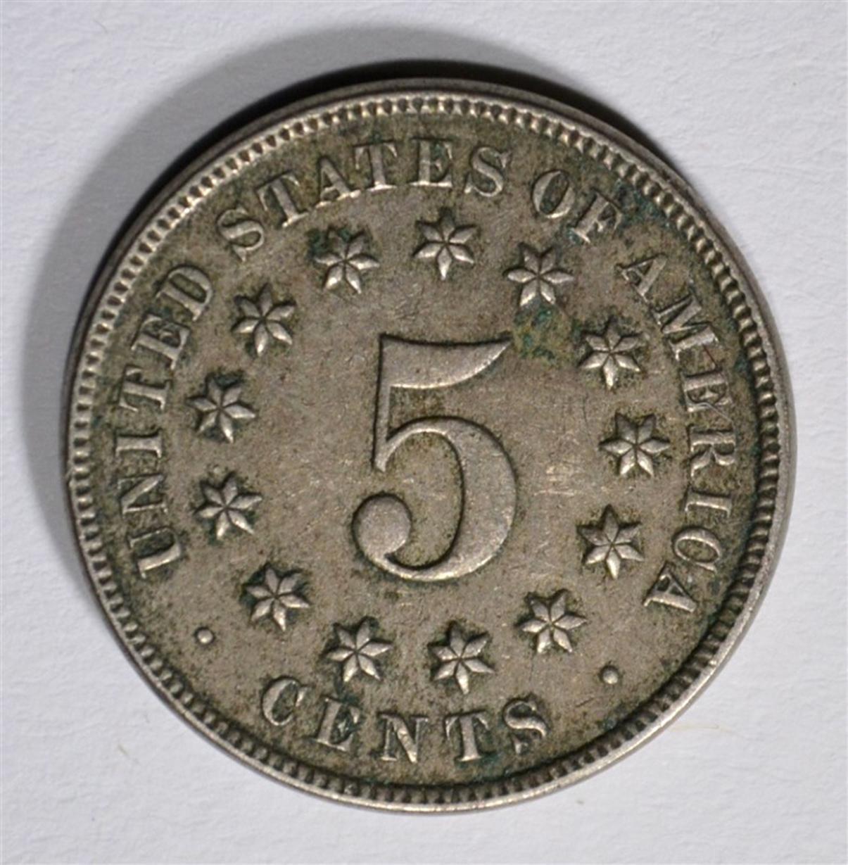 1872 SHIELD NICKEL, XF/AU BETTER DATE