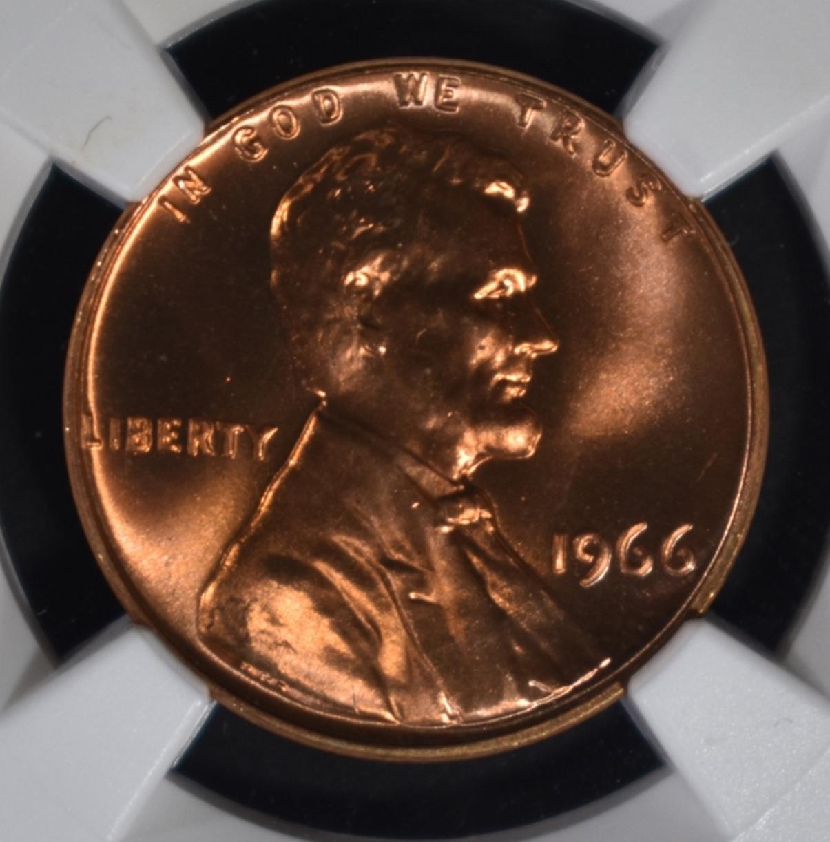 1966 SMS LINCOLN CENT NGC MS68 RD