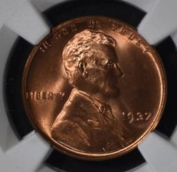 1937 LINCOLN CENT, NGC MS-67 RED
