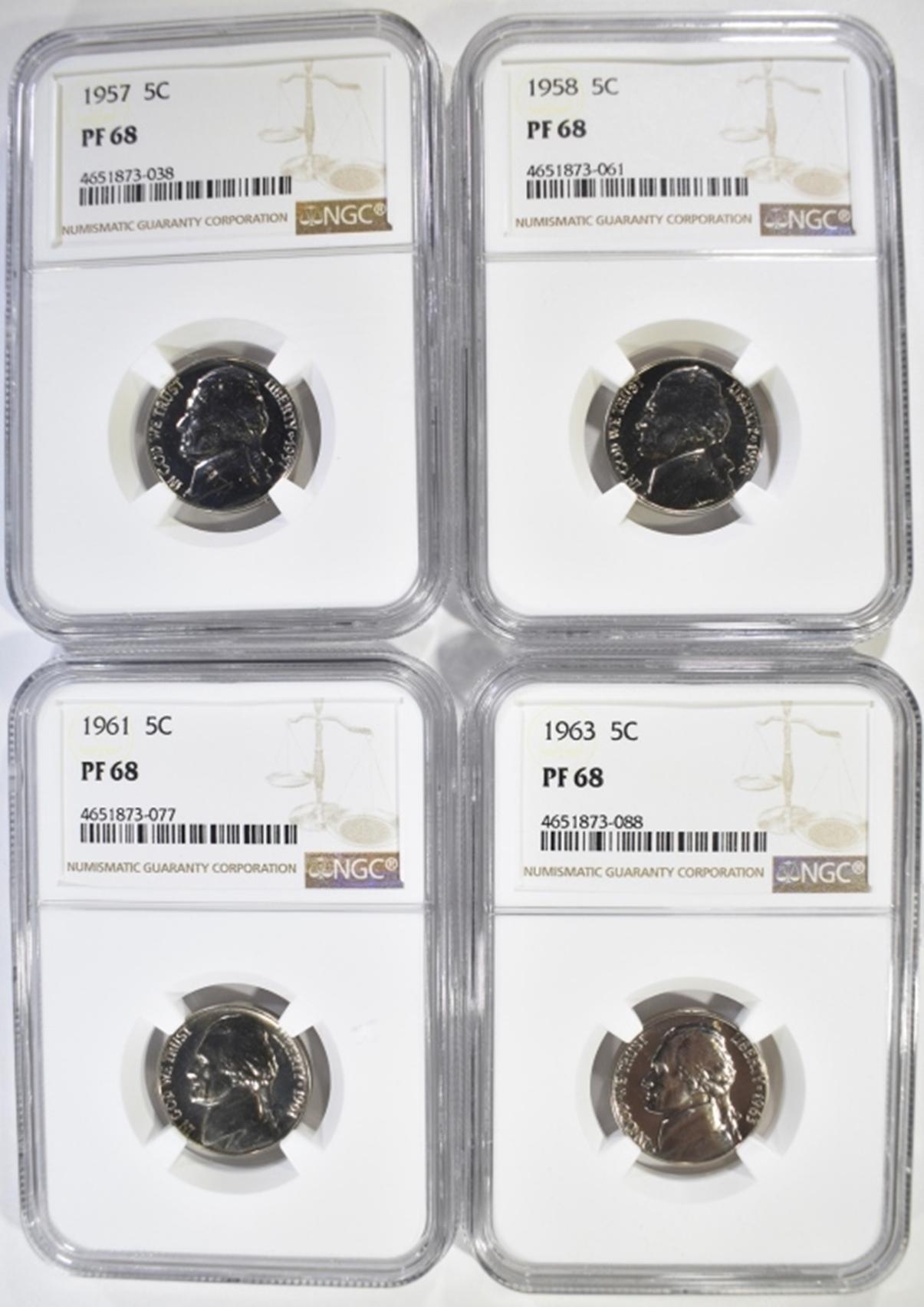 1957, 1958, 1961, 1963 JEFFERSON 5c NGC