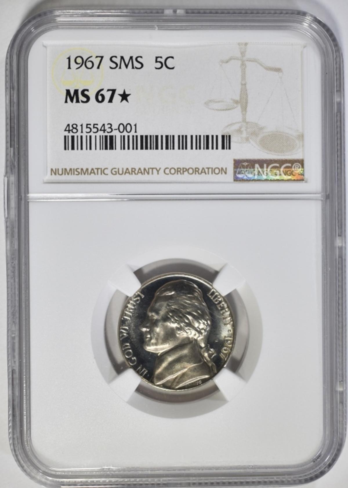 1967 SMS JEFFERSON NICKEL, NGC MS-67*