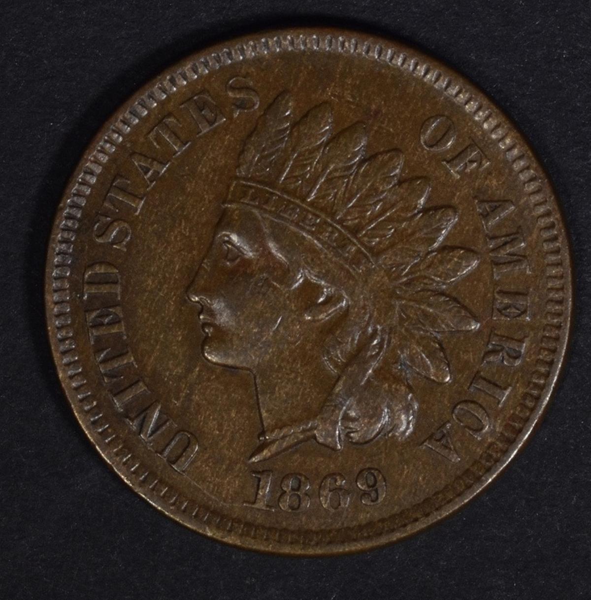 1869 INDIAN CENT XF+