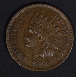 1869 INDIAN CENT XF+