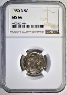 1950-D JEFFERSON NICKEL NGC MS66