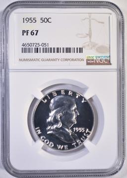 1955 FRANKLIN HALF DOLLAR, NGC PF-67