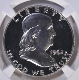 1962 FRANKLIN HALF DOLLAR, NGC PF-67 CAMEO