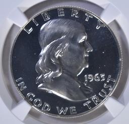 1963 FRANKLIN HALF DOLLAR, NGC PF-67 CAMEO