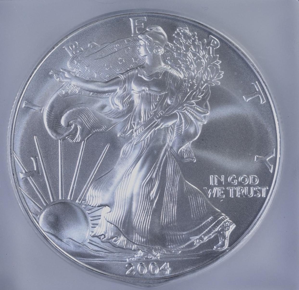 2004 AMERICAN SILVER EAGLE, ICG MS-70