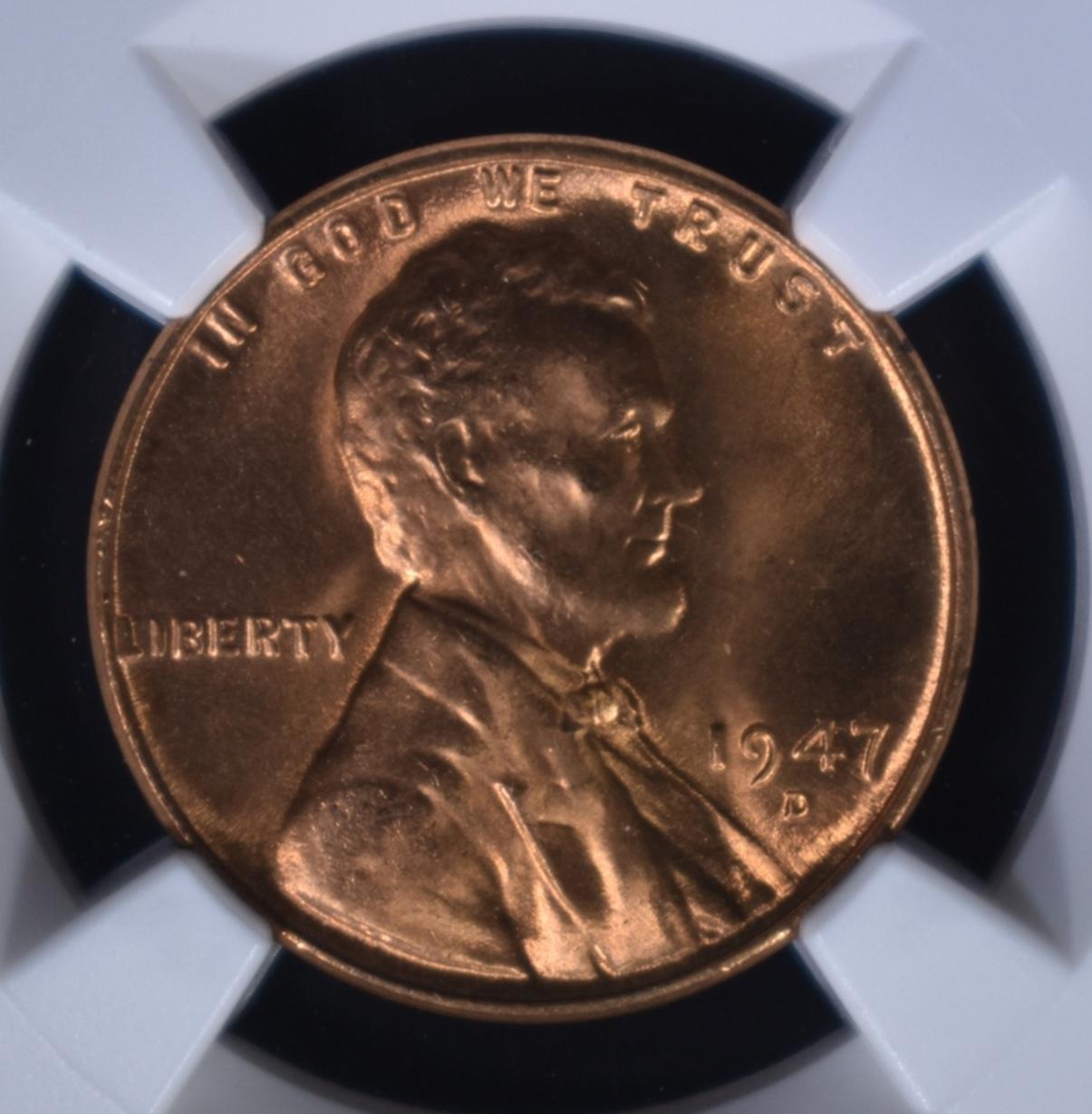 1947-D LINCOLN CENT, NGC MS-67 RED