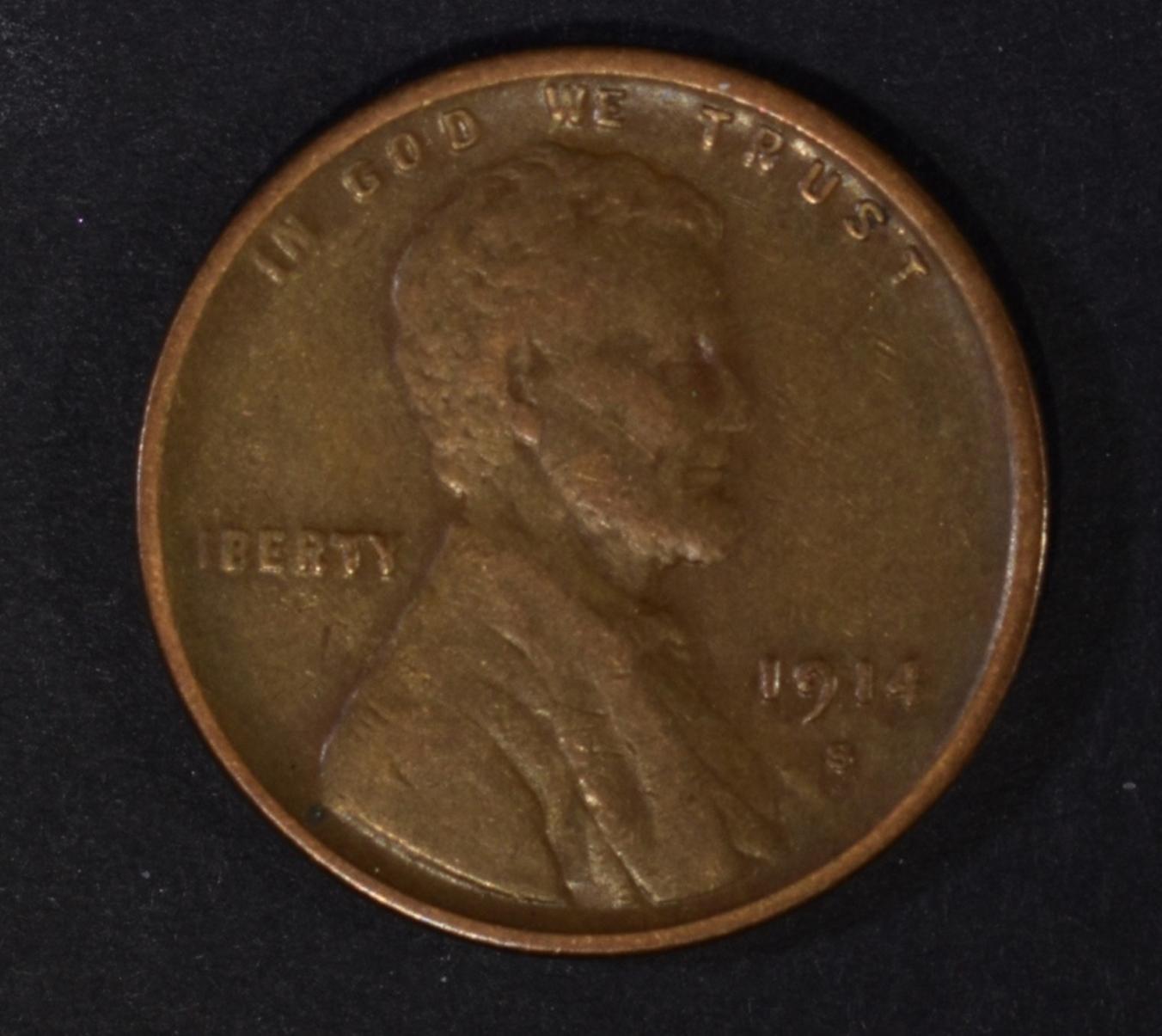 1914-S LINCOLN CENT XF