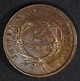 1871 TWO CENT PIECE, AU SCARCE