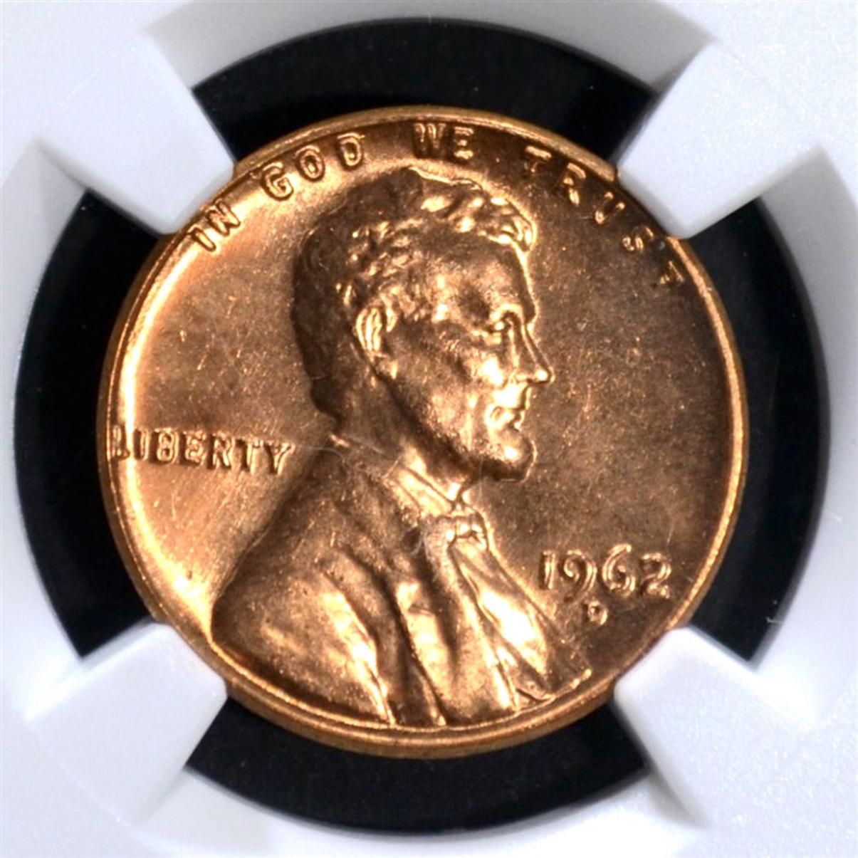 1962-D LINCOLN CENT NGC MS66 RD