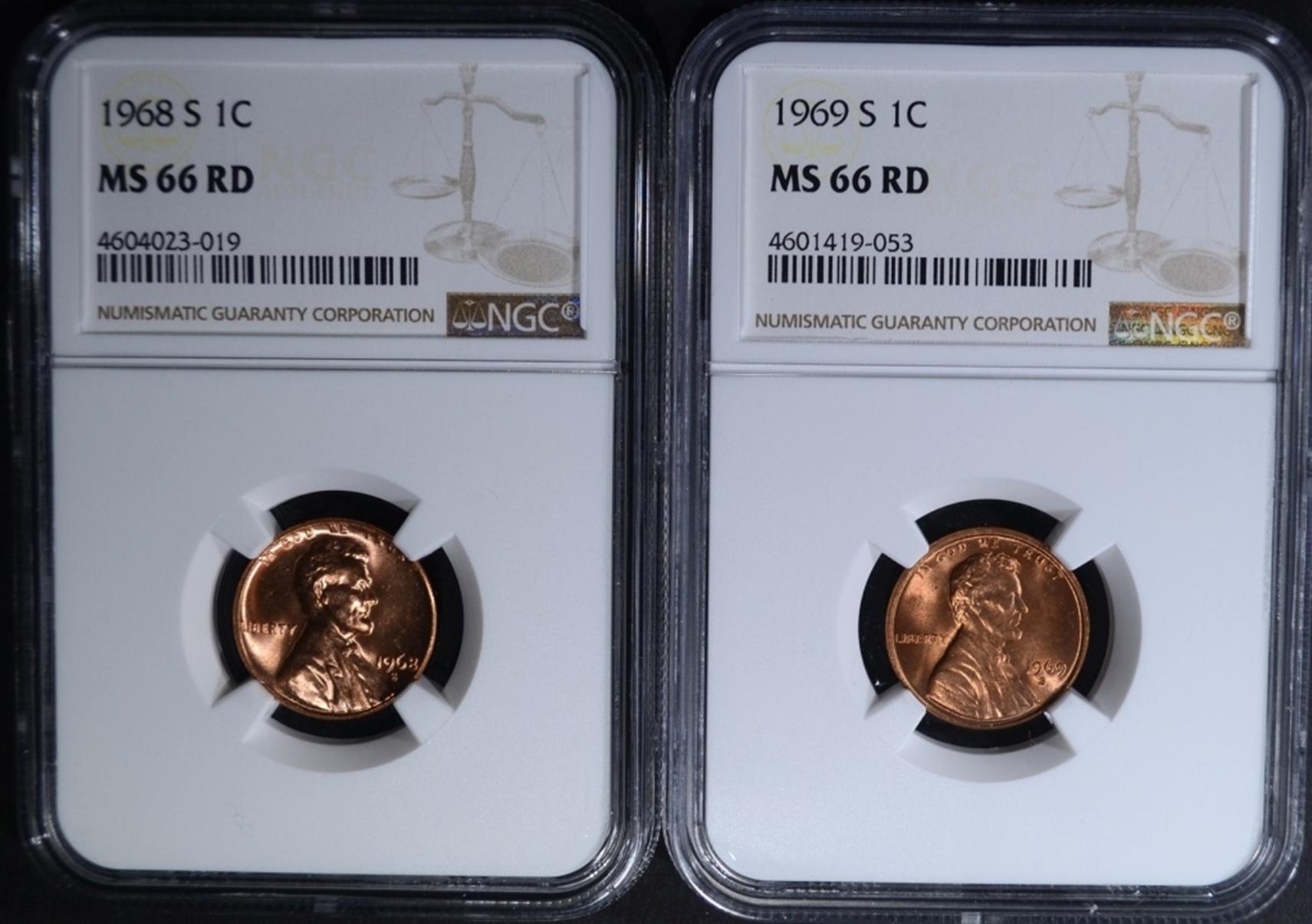 1968-S & 1969-S LINCOLN CENTS NGC