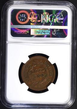 1849 LARGE CENT, NGC AU-58 BN KEY DATE