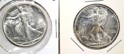 2-1943 WALKING LIBERTY HALF DOLLARS, GEM BU