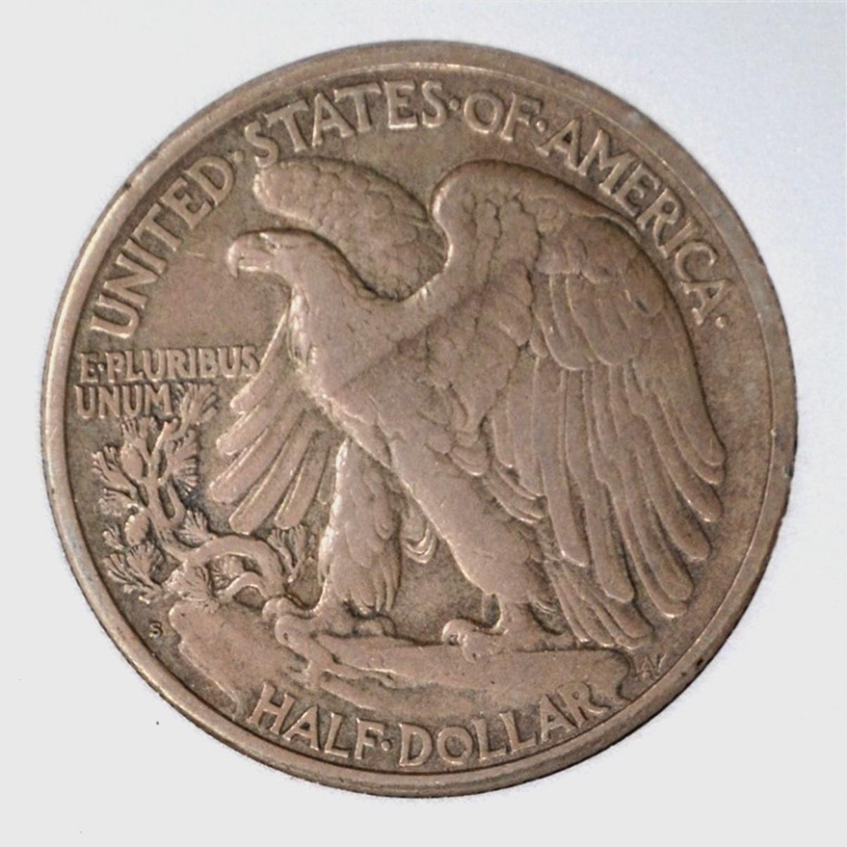 1921-S WALKING LIBERTY HALF DOLLAR, EMGC XF/AU