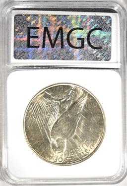 1934-D PEACE SILVER DOLLAR, EMGC CH/GEM BU