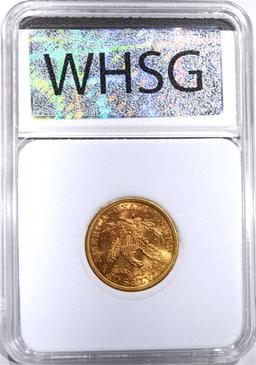 1882-S $5.00 GOLD LIBERTY, WHSG SUPERB GEM BU