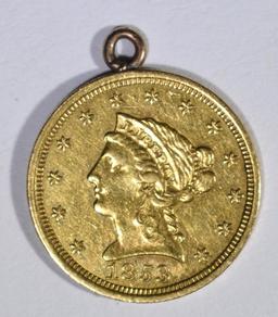 1853 $2.50 GOLD LIBERTY LOVE TOKEN