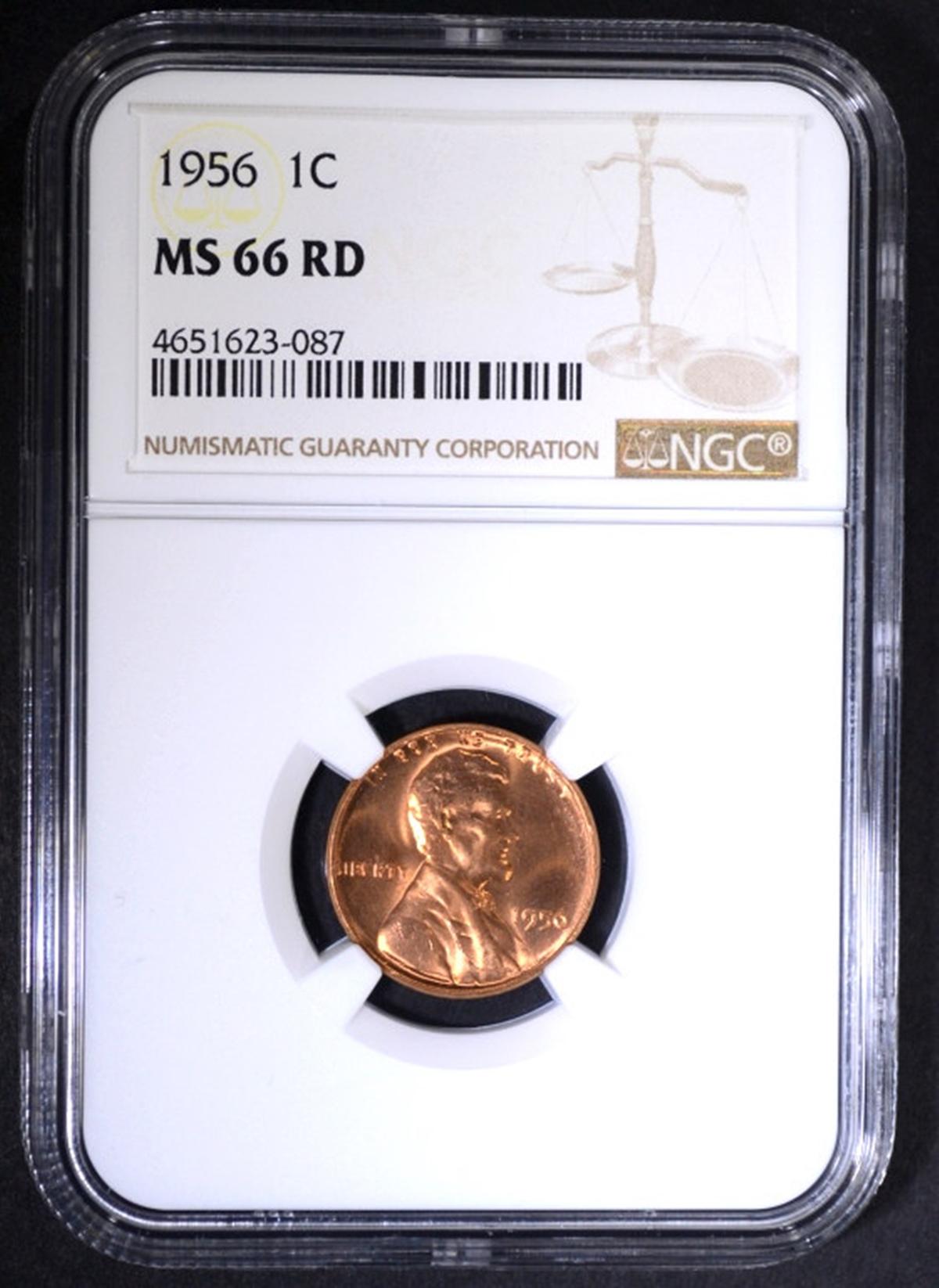 1956 LINCOLN CENT NGC MS-66 RD