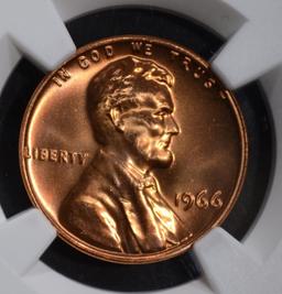 1966 SMS LINCOLN CENT, NGC MS-68 RD