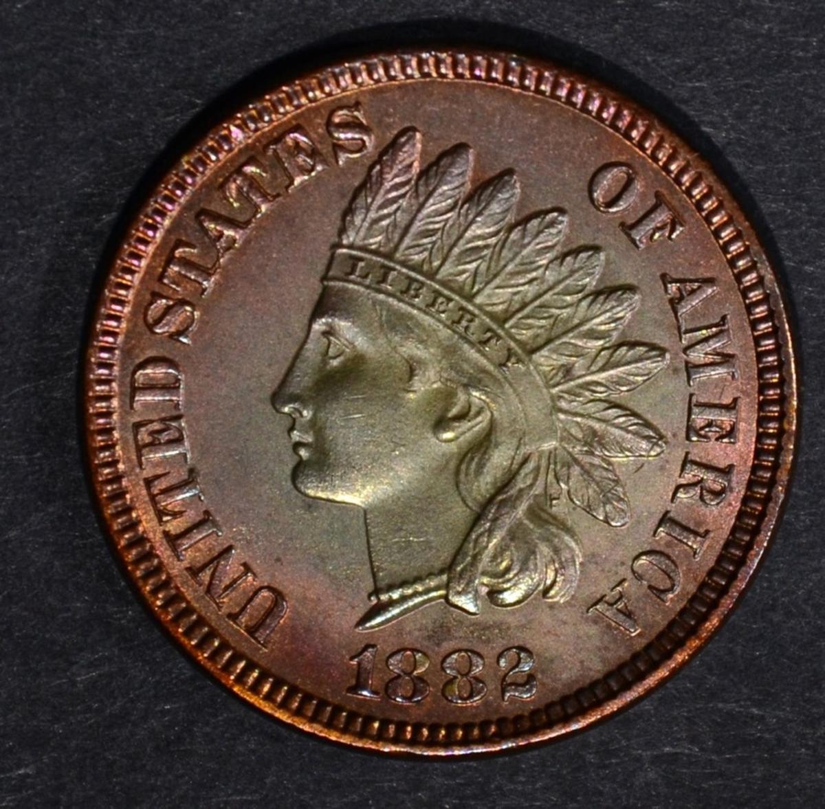 1882 INDIAN CENT, CH BU+