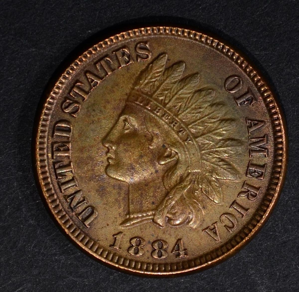 1884 INDIAN CENT, AU/BU