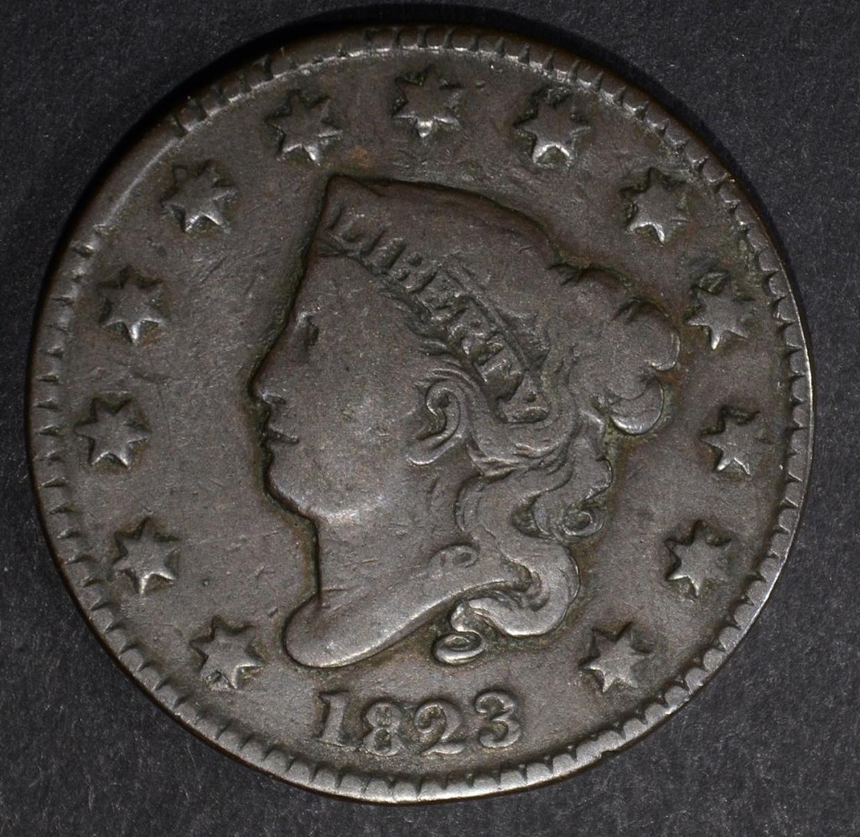 1823 LARGE CENT, FINE