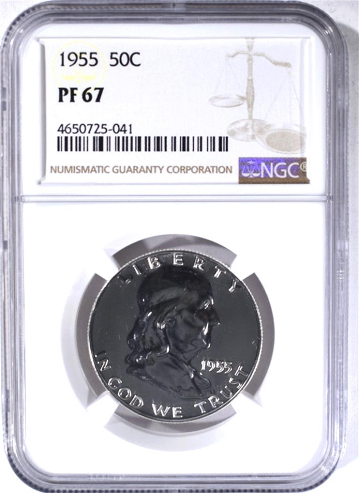 1955 FRANKLIN HALF DOLLAR NGC PF67