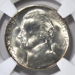 1945-S JEFFERSON SILVER NICKEL, NGC MS-66 FS