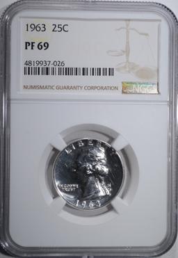 1963 WASHINGTON QUARTER NGC PF-69