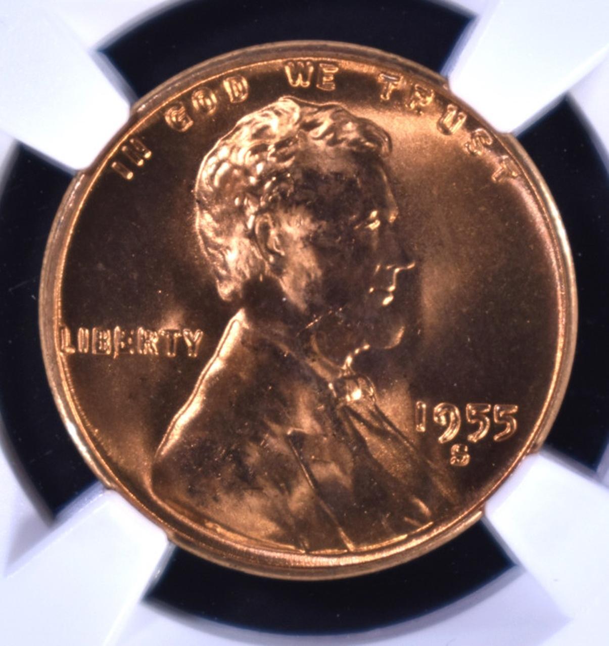 1955-S LINCOLN CENT NGC MS67RD