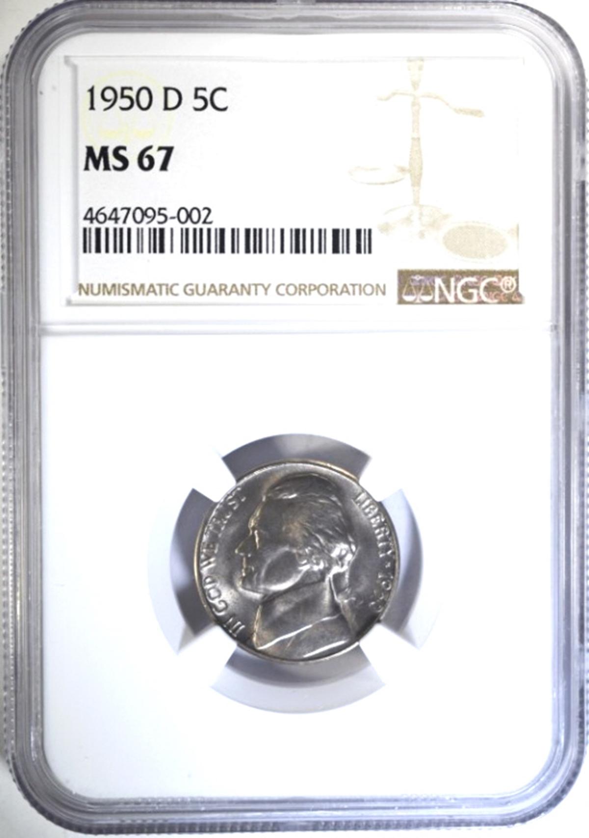 1950-D JEFFERSON NICKEL, NGC MS-67