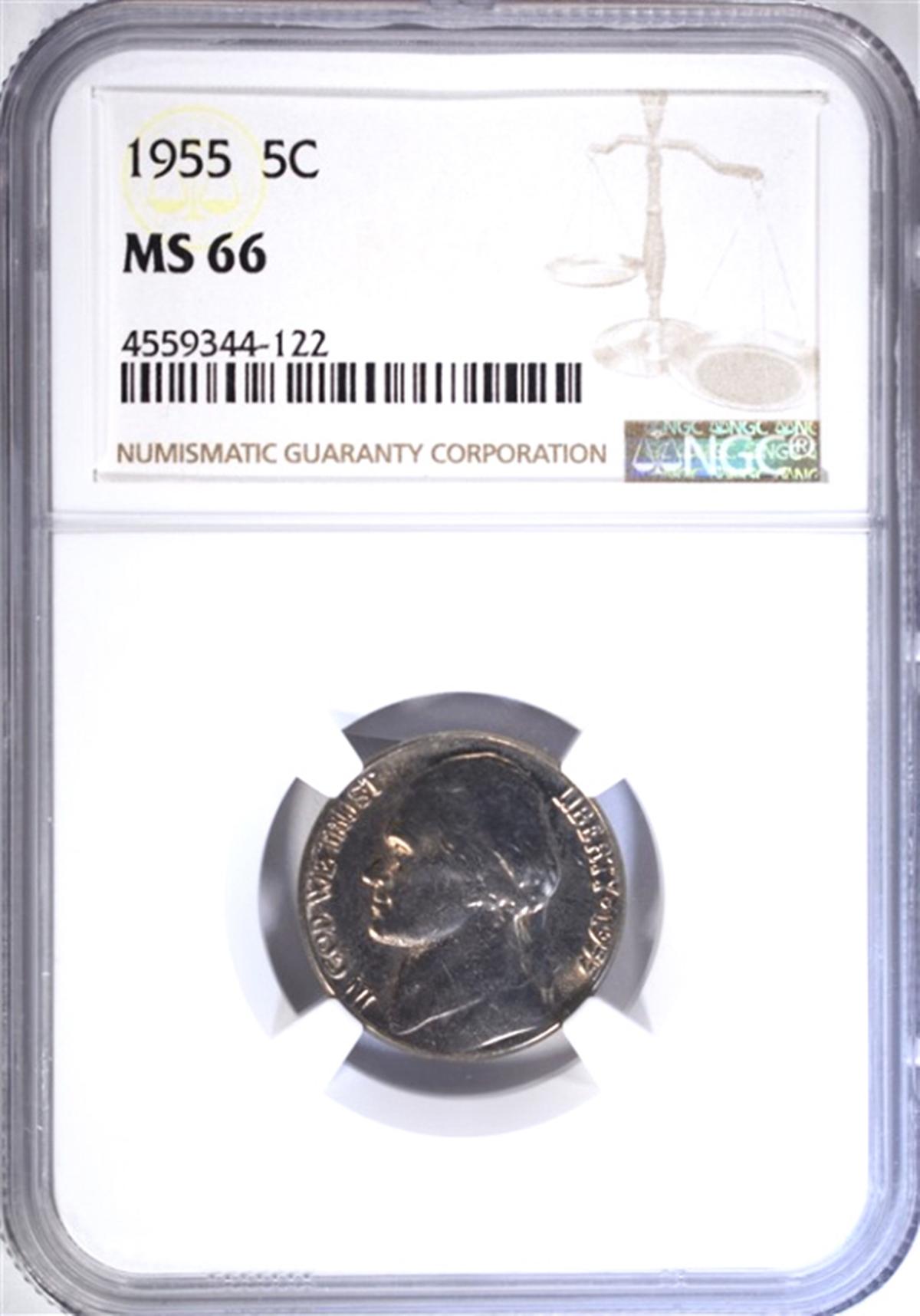 1955 JEFFERSON NICKEL NGC MS66