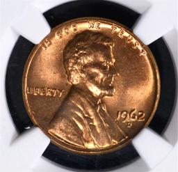 1962-D LINCOLN CENT, NGC MS-66 RED